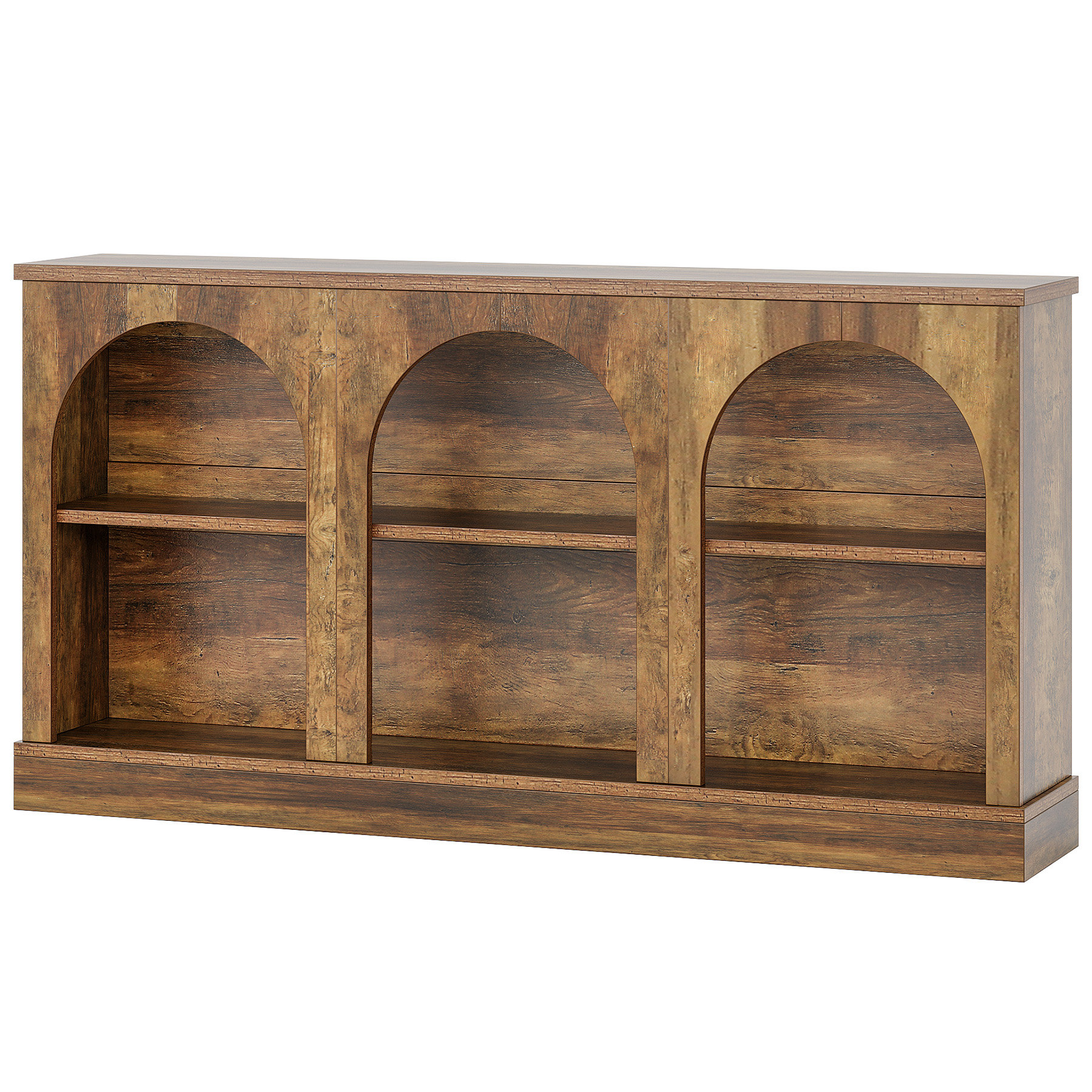 Gracie Oaks 63-Inch Long Farmhouse Wooden Rectangular Entryway Console 3 Tier Storage Sofa Table Behind Couch "& Reviews" | Wayfair