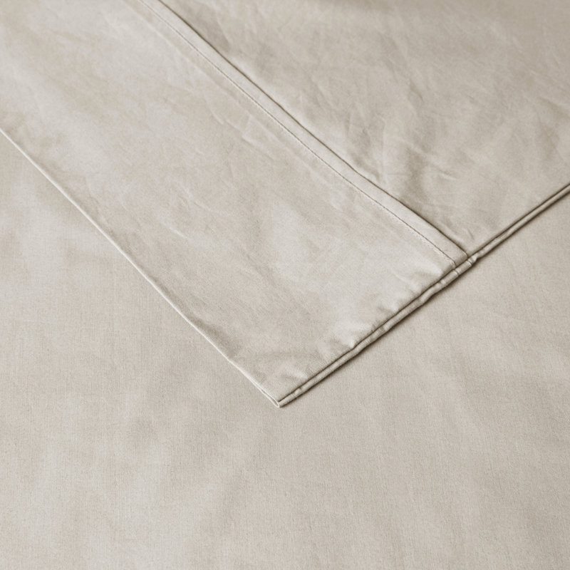 Peached Percale 200 Thread Count Relaxed Cotton Percale Sheet Set, Ivory, King
