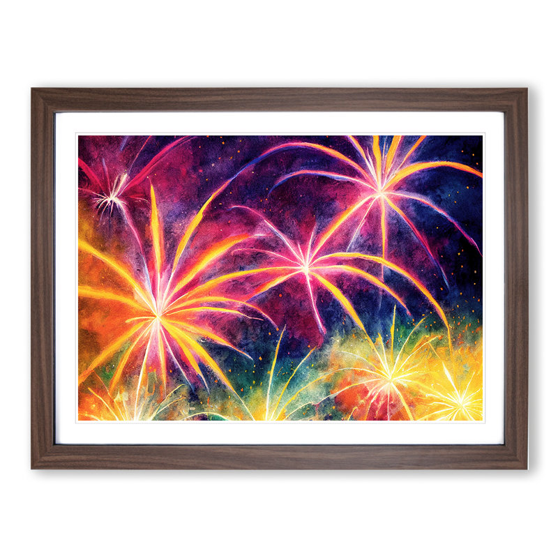 Spectacular Fireworks - Framed Print, 34cm H x 46cm W, Walnut Frame