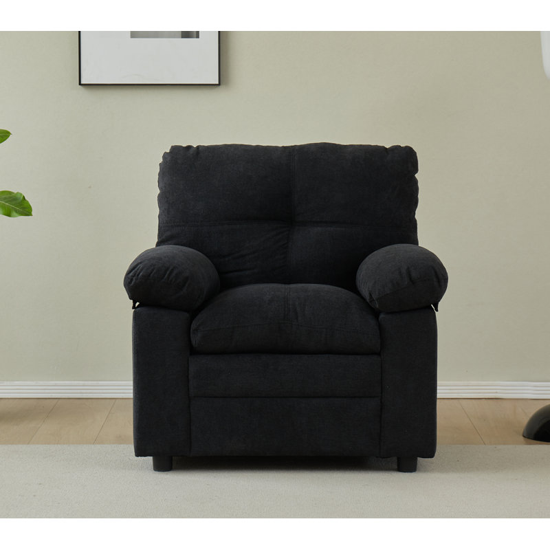 38.3" Upholstered Pillow Top Arm Armchair, Black