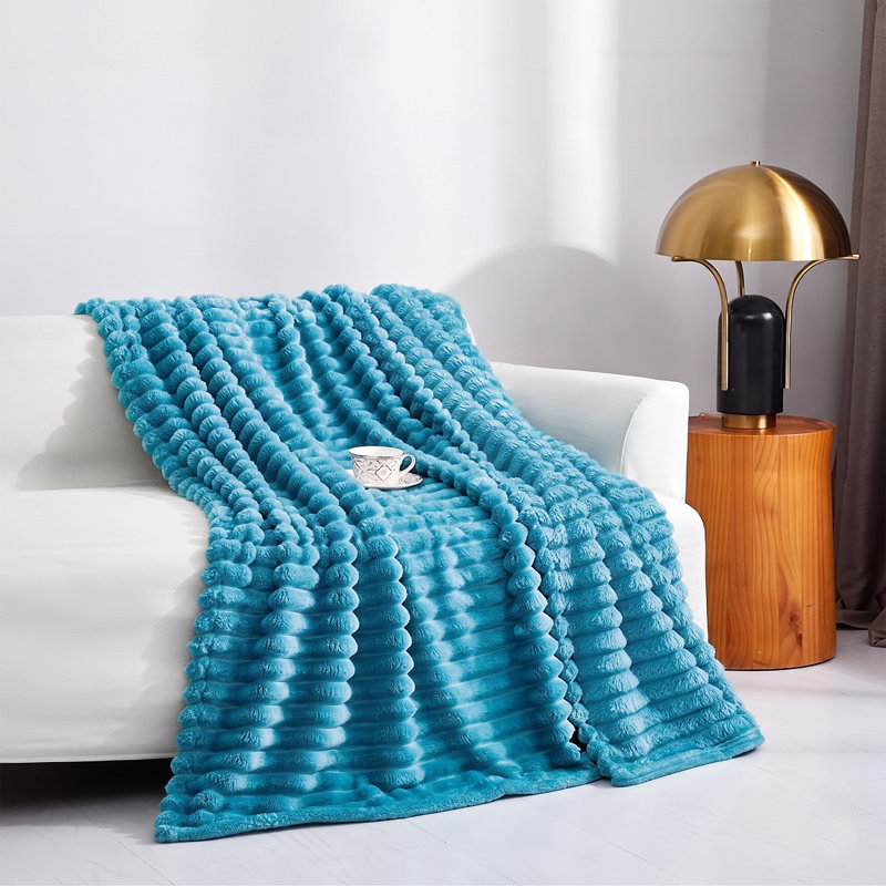 Machine Woven Throw Blanket, 240cm x 200cm, Turquoise