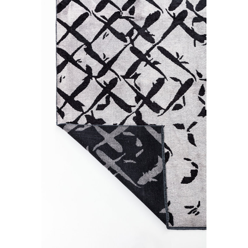 Rapture Black Gray Abstract Luxury Area Rug, Rectangle 7'10" x 9'10"
