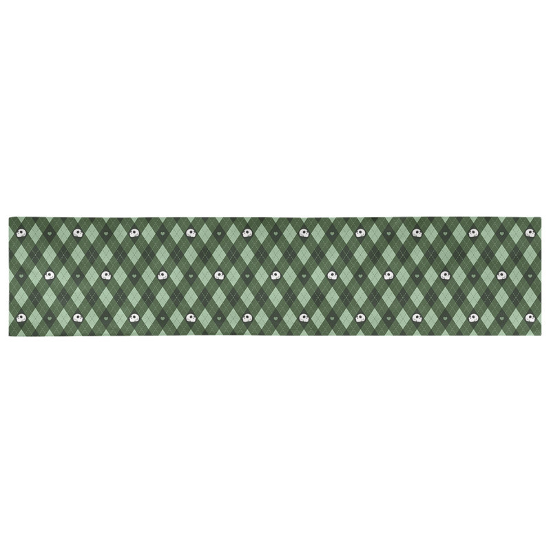 Chemin de table argyle crânes Avicia, 73,5 po x 17,5 po, Vert, Polyester
