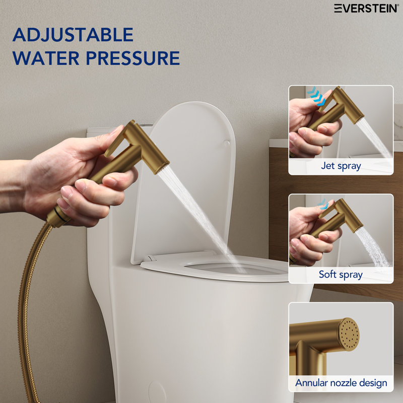 Round Multi-Purpose Handheld Bidet Sprayer With Temperature Control, Brushed Gold