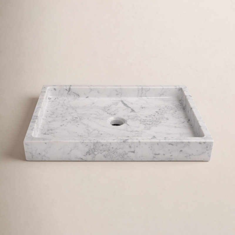 Eden Bath 16'' White/Gray Stone Rectangular Bathroom Sink