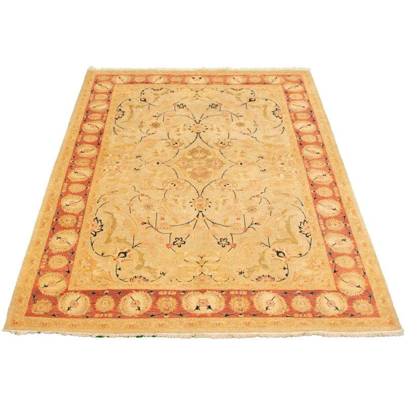 Tapis unique en laine noué à la main kaki clair nouvel âge pako 6 pi x 8 pi 9 po Nouvel Âge