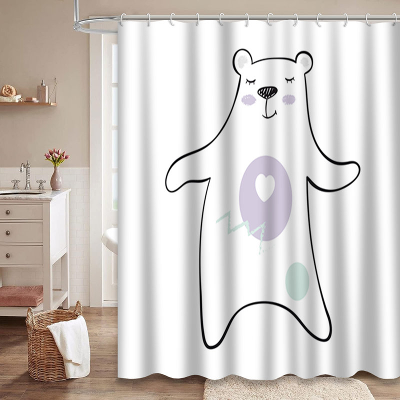 Rideau de douche avec 12 crochets Dancing Bear, L 72 po x l 84 po