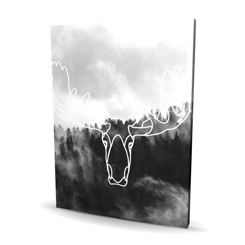 Tête d'orignal minimaliste - toile de cerf gris, décoration intérieure