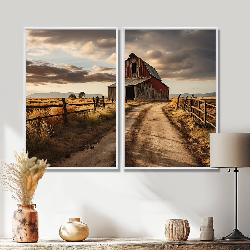 Morton - architecture granges, art mural, 36" H x 48" W, Impression encadrée flottante, White