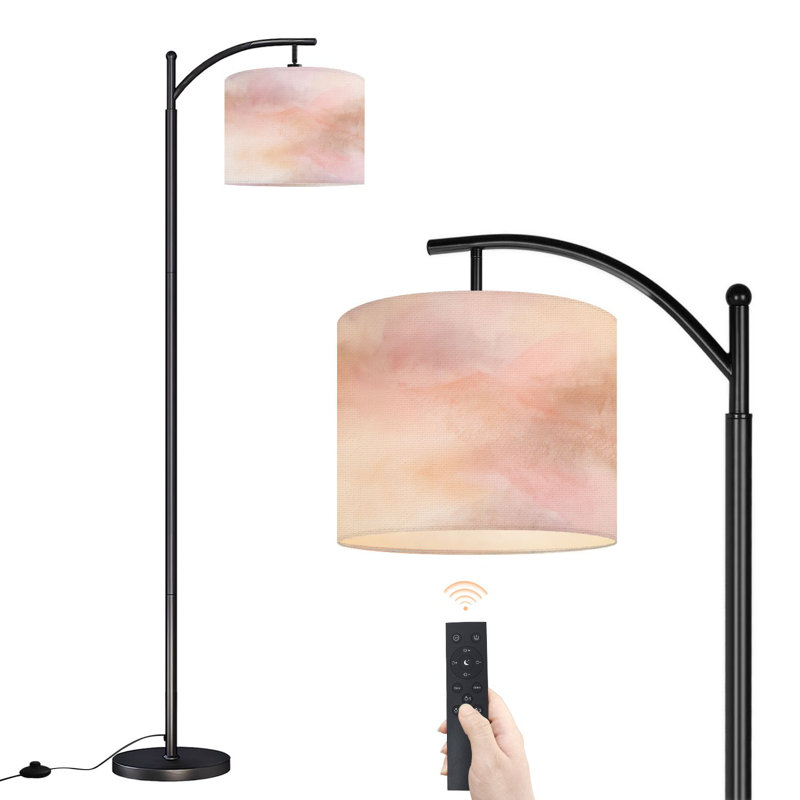 Lampe sur pied à arc avec abat-jour réglable Abstrait brun doux aquarelle subtile à gradins 3 lampes sur pied à intensité variable avec interrupteur au pied pour la chambre à coucher