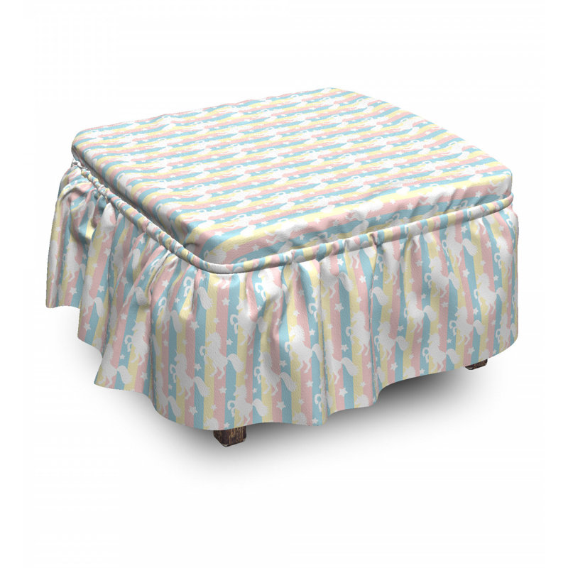 Ensemble de housse pour repose-pieds à coussins carrés 2 pièces licorne