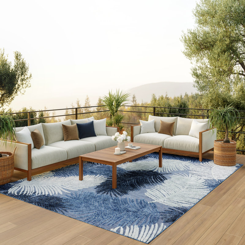 Nourison Suncoast 7'10" x 9'10" Denim Tropical Rug, Rectangle 7'10" x 9'10", Denim