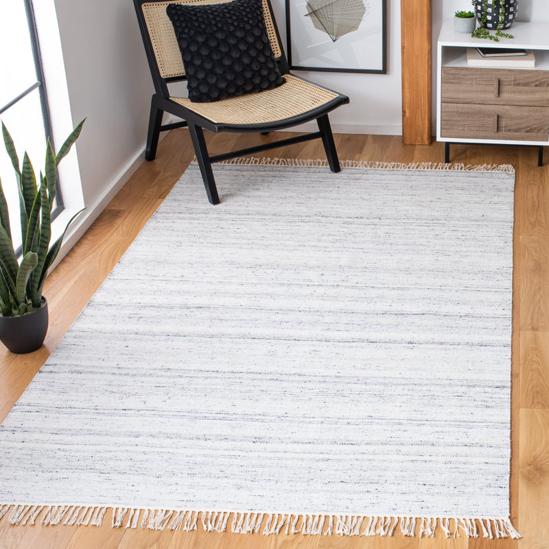 Tapis rayé en laine / coton tissé à la main Starcher, Rectangle 5 pi x 8 pi