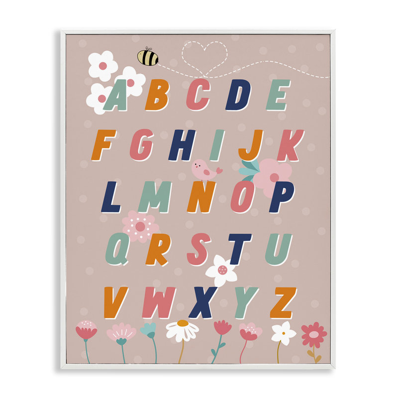 «Alphabet with Florals», art de la giclée encadrée par Daniela Santiago, Estampe numérique encadrée blanc bord de mer