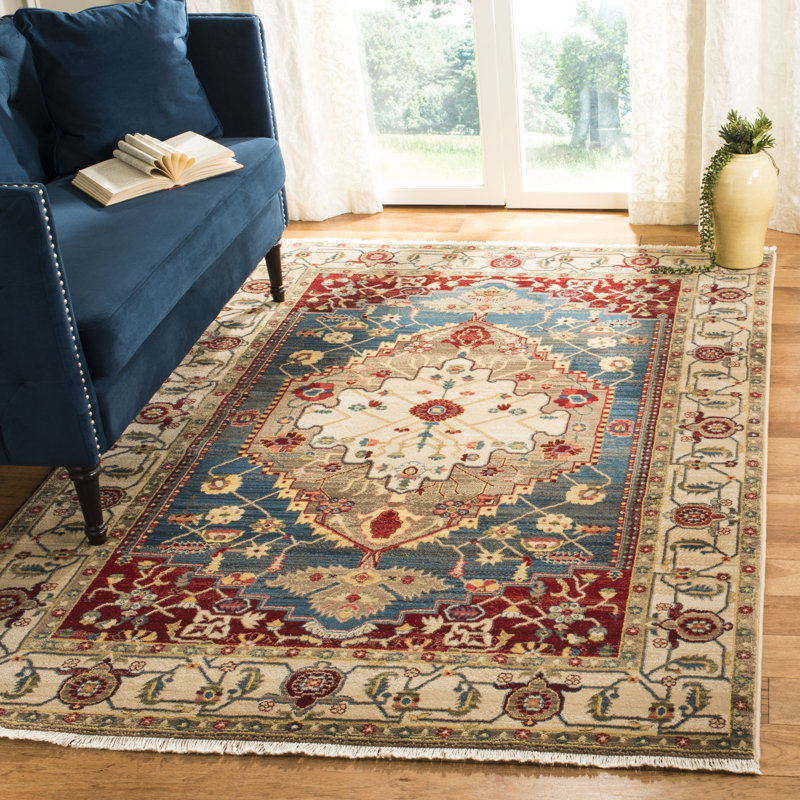 Tapis oriental performance Bisen, Rectangle 3 pi 3 po x 4 pi 1 po, Ivory/Blue
