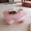 Table basse de 35 po en forme de nuage rose, table basse minimaliste moderne en forme de pétale avec pieds sphériques, table de salon Macaron rose pour enfants et animaux de compagnie compacte pour petit appartement, rose