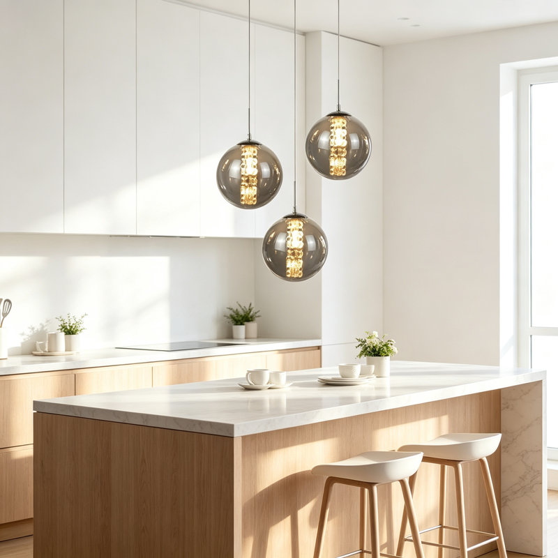 Amice Height-Adjustable 3-Light Pendant Light, Grey