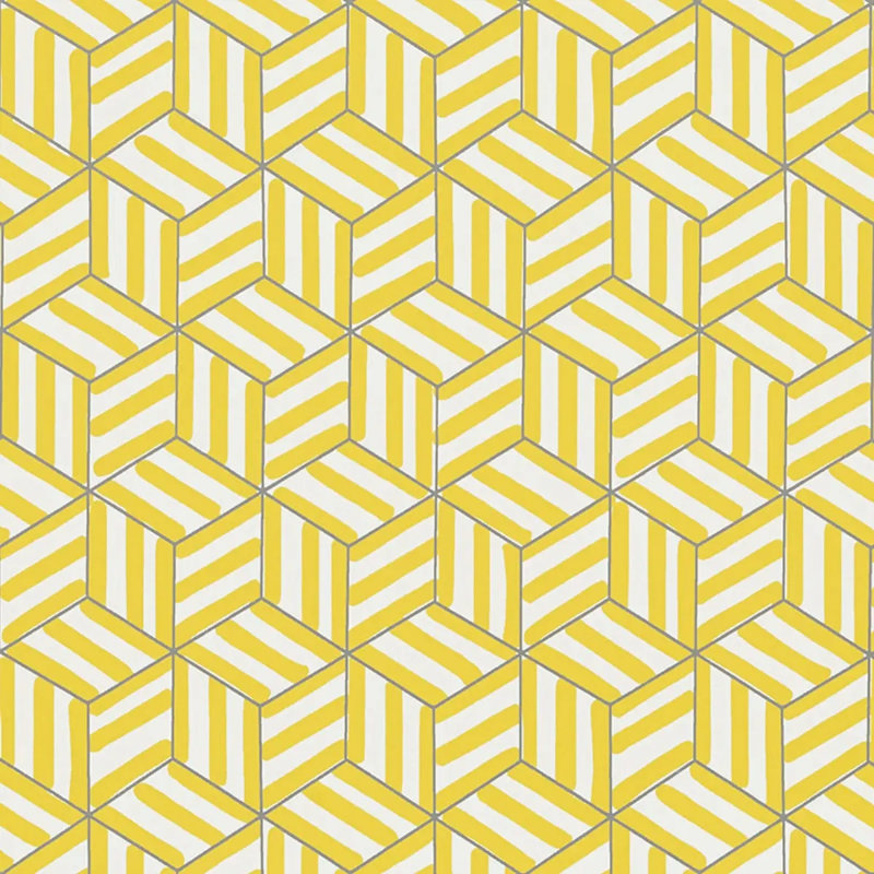 Schumacher x Miles Redd Tumbling Blocks Wallpaper, Citron