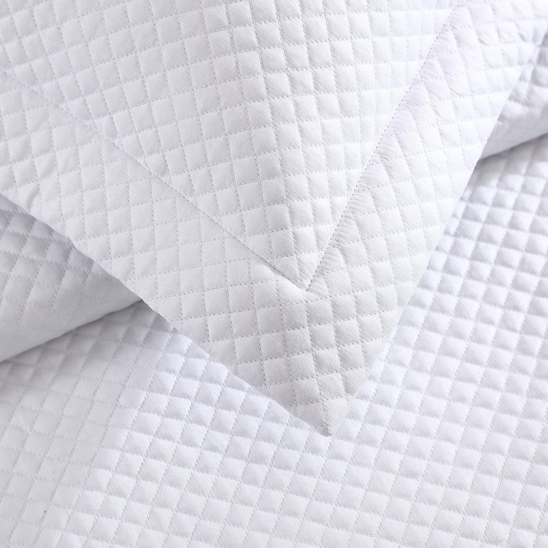 Diamond Quilted Coverlet Set, White, Queen Coverlet + 2 Standard Shams