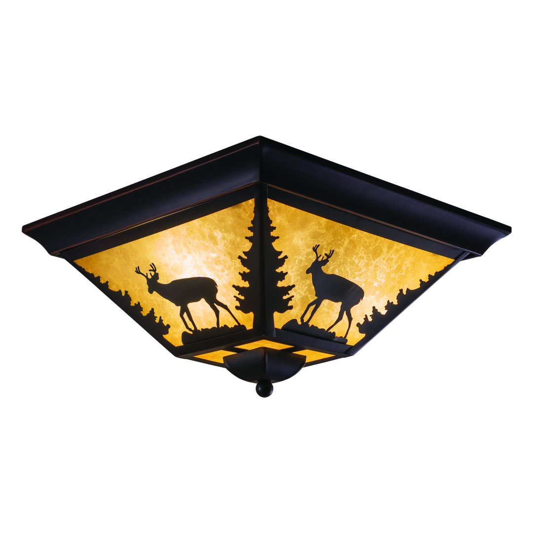 Homar Burnished Bronze Outdoor Flush Mount Union Rustic Pattern : Deer