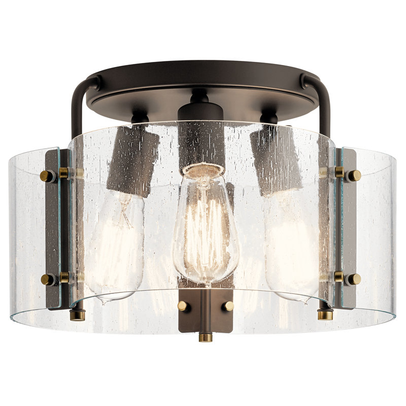 Taylor Glass Semi Flush Mount, 8.5" H x 14" W x 14" D, Olde Bronze