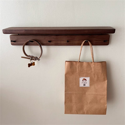 Walnut Elegance Wall-Mounted Coat Rack