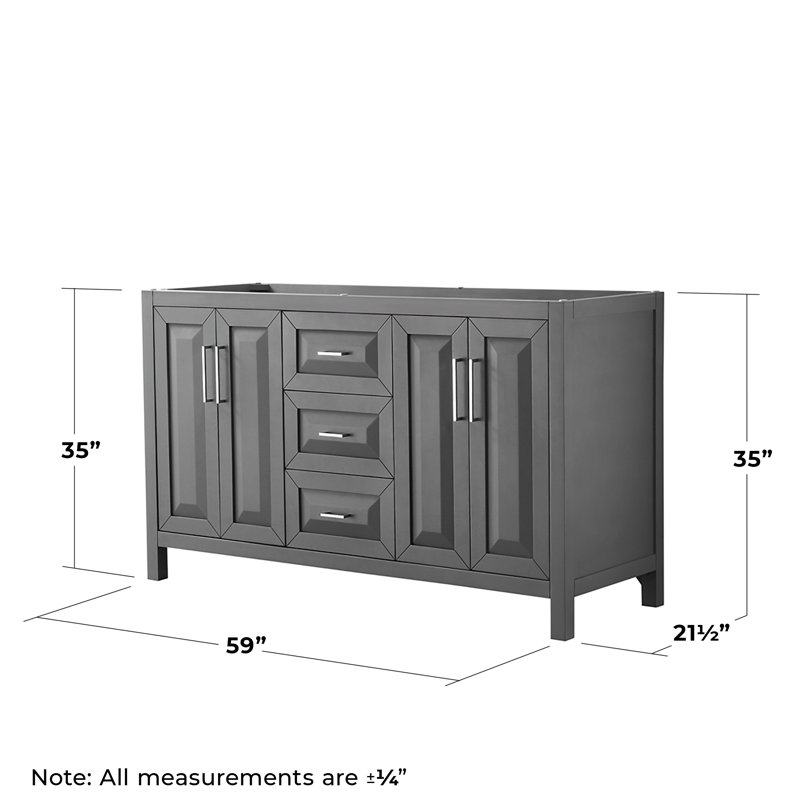 Daria 59'' W Double Bathroom Vanity Base, Dark Gray/Polished Chrome