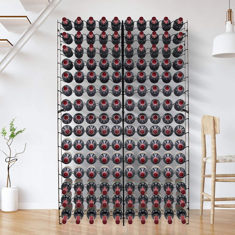 Rockrose 150 Bottle Wine Bottle Rack Black, 59.5" H x 38" W x 9.5" D