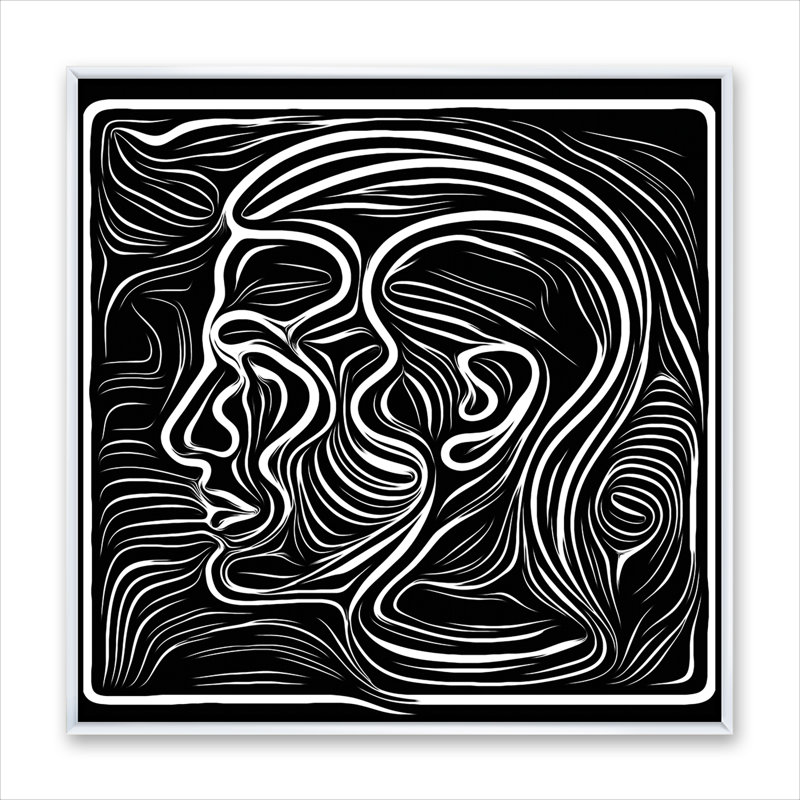 Portrait de sensibilisation noir et blanc II - reproduction sur toile, H 16 po x l 16 po x P 1 po, Toile blanche encadrée