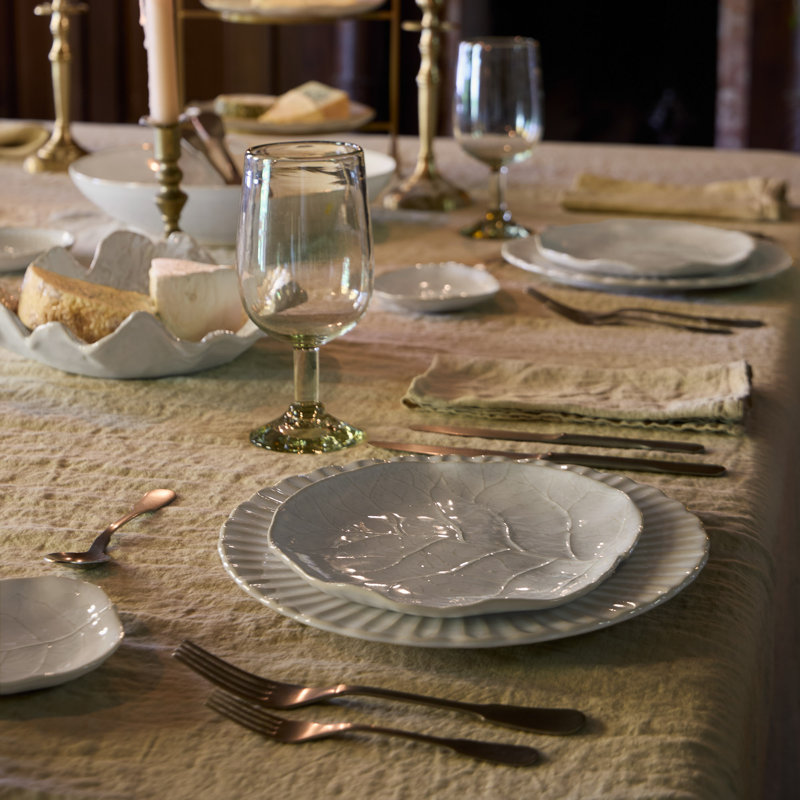 Silvina Handmade Stoneware Salad/Dessert Plate, Fennel White