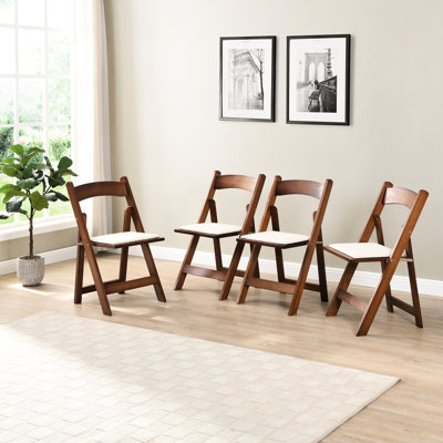 De 4 chaises pliantes - Bois massif avec tablette en noyer et coussin beige doux polyvalent pour différentes occasions domestiques