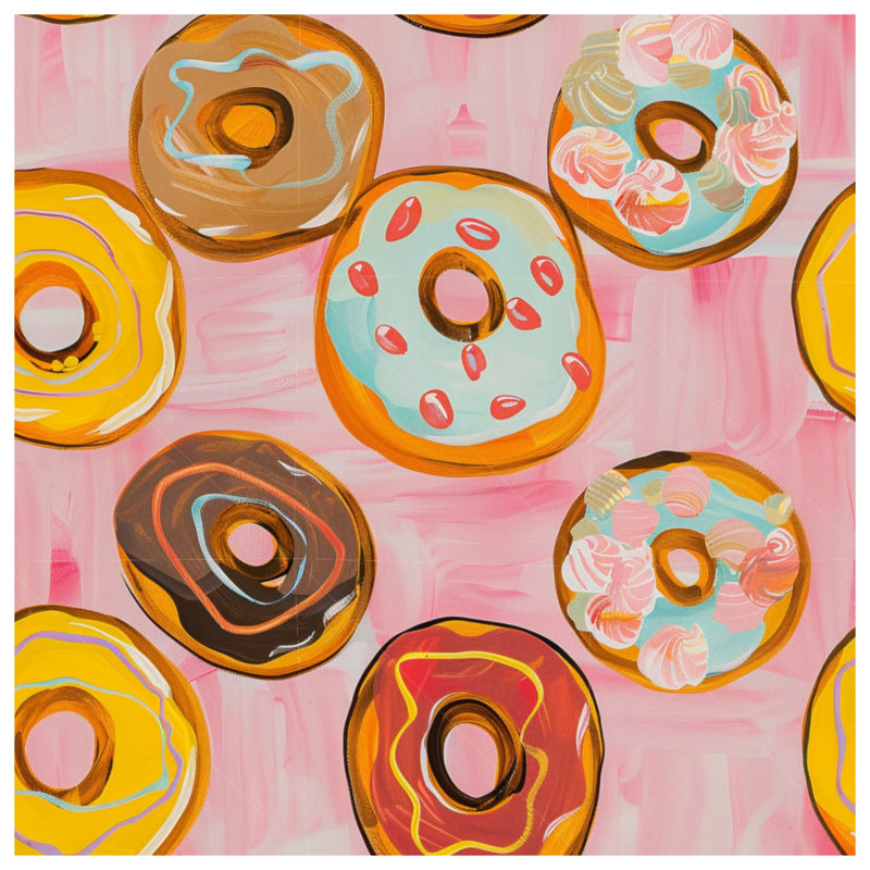 Décoration murale en toile Donuts - nourriture en plusieurs tailles, 16 x 16 inches