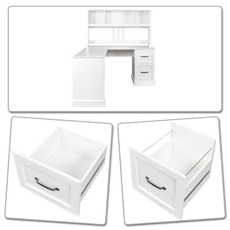 Sharail L-Shaped Computer Desk, White