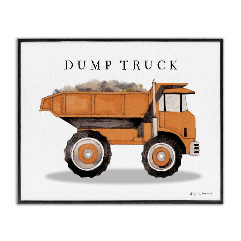 Art de véhicule traditionnel de construction de camion à benne basculante Abdul-Malik, Giclée encadrée noir minuit