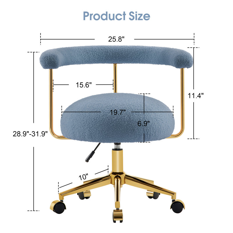 Chaise de travail avec roulettes Lorijo pour la maison et le bureau, Bleu