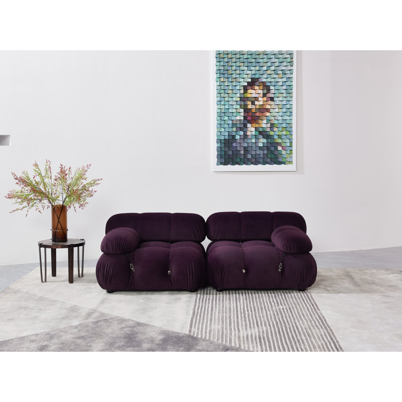 Canapé en chenille de 76 po Belani, Velours mauve