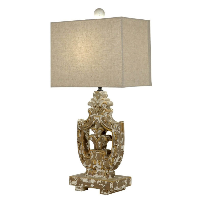 Hugo Table Lamp, Natural Wood/Gray, Brown