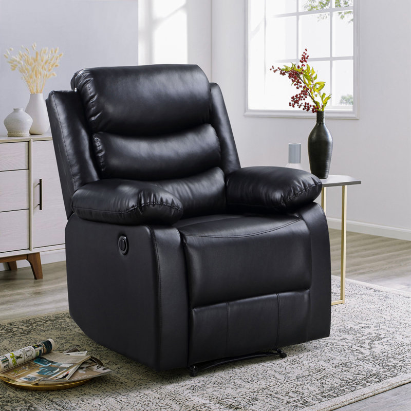 Fauteuil inclinable électrique noir avec accoudoirs coussinés, Noir