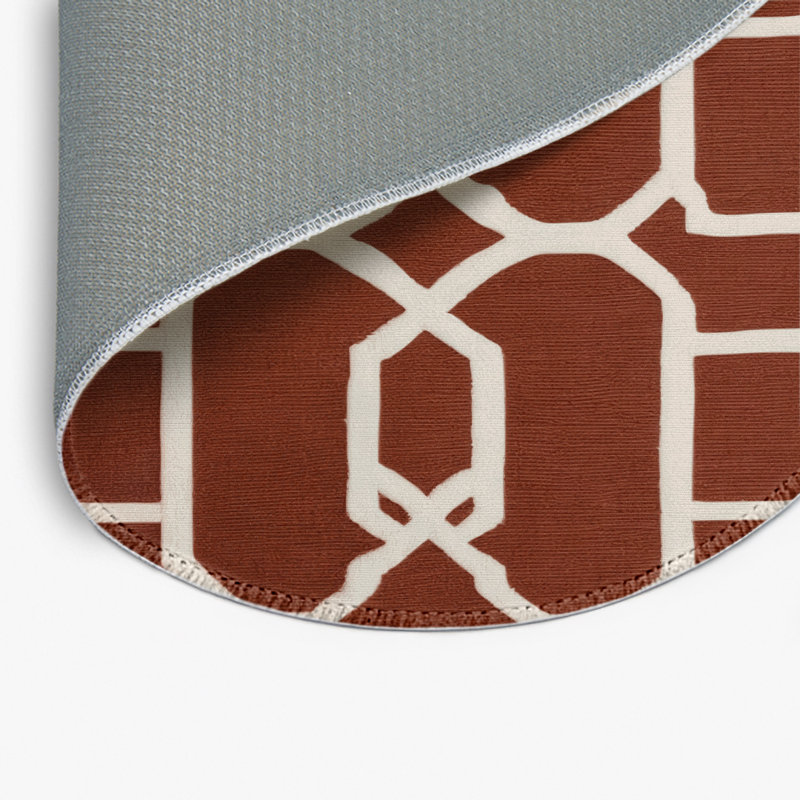 Trellis Brown Indoor and Outdoor Area Rug, Round 5'