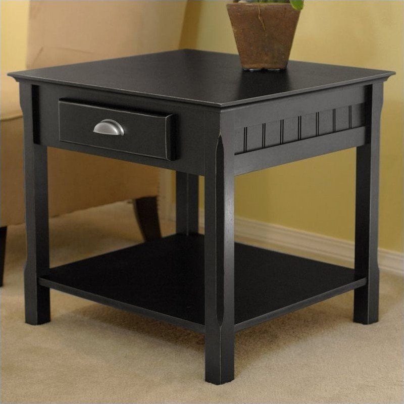 Aoun Solid Wood Top End Table with Storage
