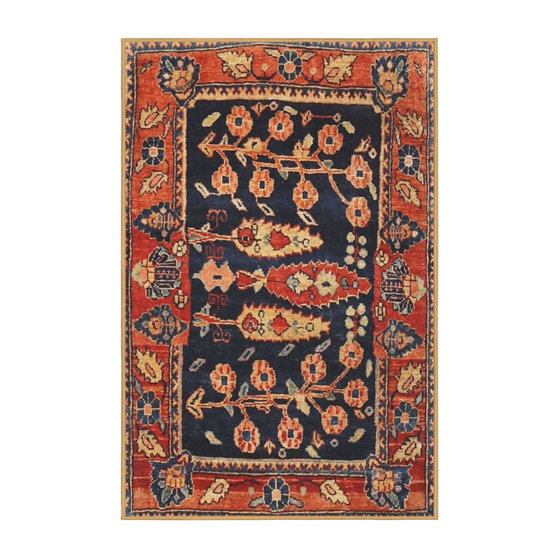 Tapis traditionnel rouge / noir, Rectangle 7 pi x 9 pi