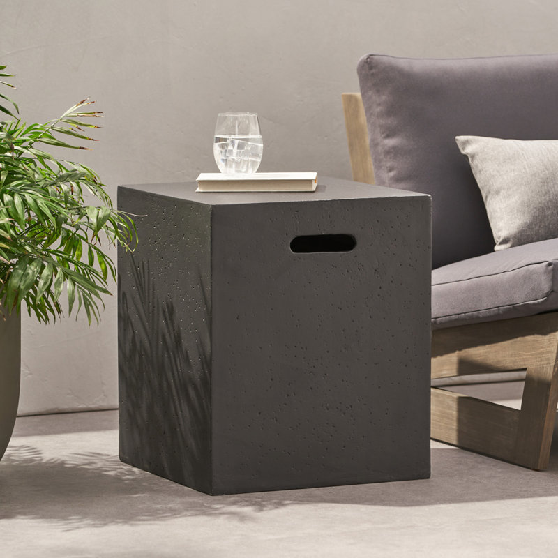 Outdoor Magnesium Oxide End Table,Side Table, Dark Gray
