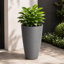 Boîte à fleurs ronde moderne en résine tacheté avec soucoupe et écran de drainage (ensemble de 3)-934506597-934506599