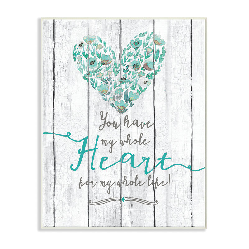 «My Whole Heart» - impression d'art graphique, Plaque murale, H 13 po x l 19 po