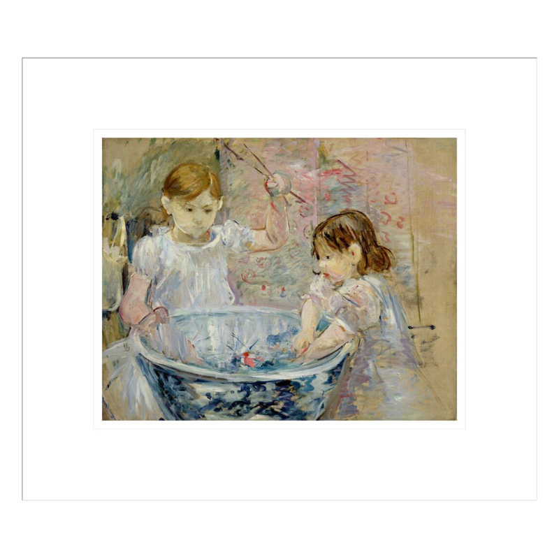 «Enfants à la vasque» par Berthe Morisot - Estampe numérique encadrée, H 13,75 po x l 15,79 po