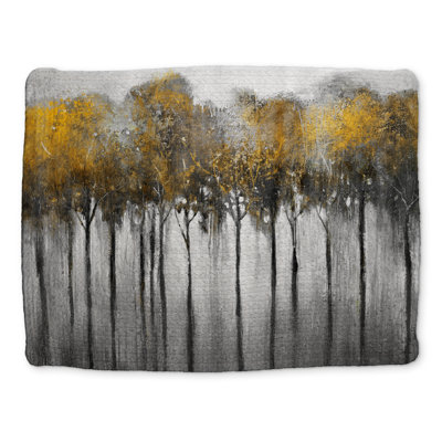 Napperon abstrait en polyester tressé jaune forêt | Décoration intérieure