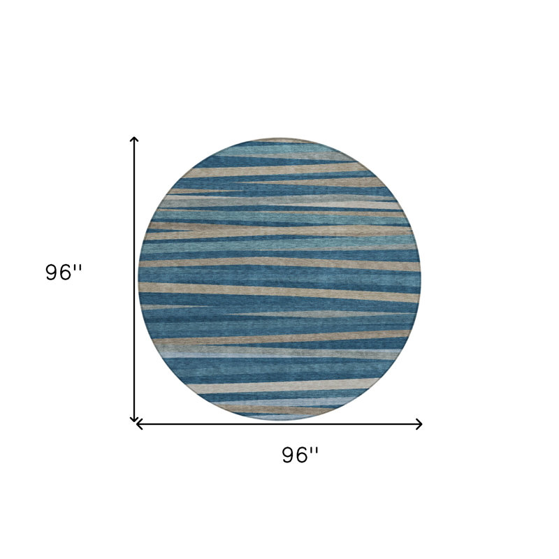 Tapis intérieur lavable rayé 8 po Denim