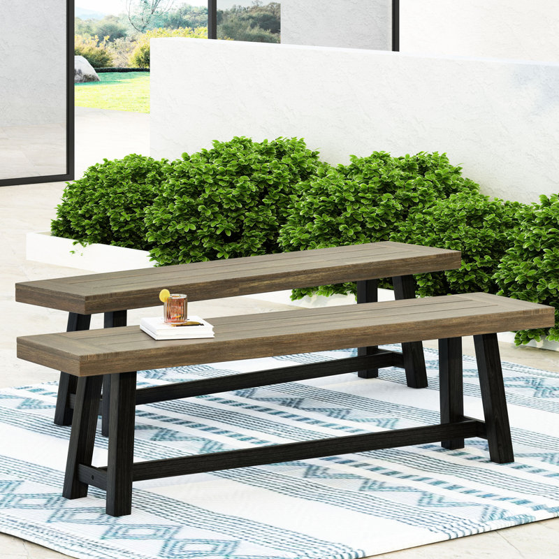 Banc rustique en bois pour terrasse, bicolore, 45,7 cm de hauteur, aspect exotique, avec deux panneaux à lattes, 36,8 cm de profondeur, idéal pour se détendre sur la terrasse.