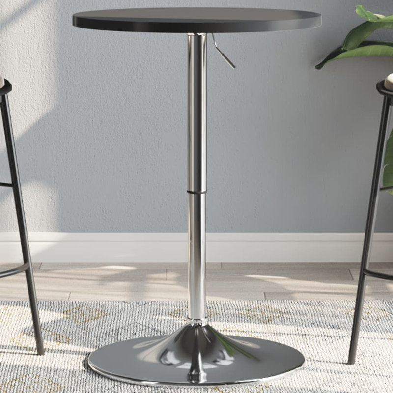 Ocie Round Wood Metal Outdoor Bar Table , cm W cm D, Black, 90cm H x 60cm W x 60 cm L
