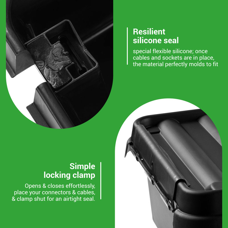 Weatherproof Connection Box, 6" H x 11.2" W x 4.3" D, Black